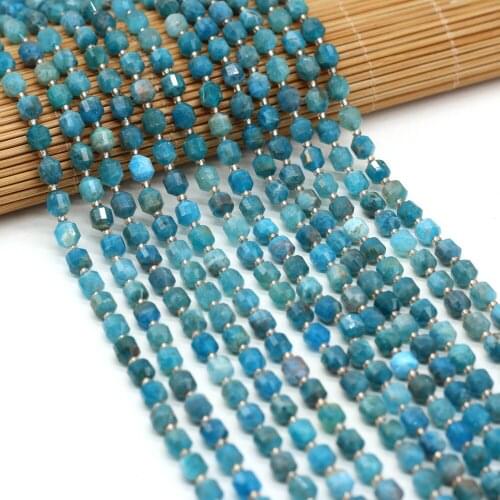 Small Beaded Natural Stone Faceted Beaded Fashion Irregular Round Apatite Beads for Jewelry Making DIY Bracelets Accessories 6mm
