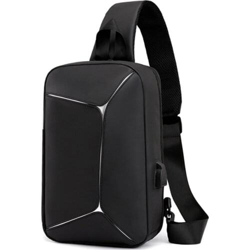 Men Chest Bags Waterproof USB Charging Port Shoulder Bag Large Capacity Chest Crossbody Bag Outdoor Travel Shoulder Bags