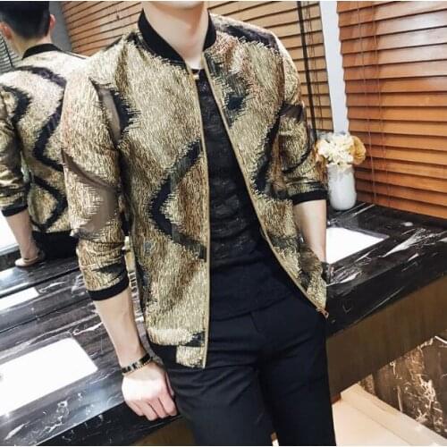 Mens tide gold silver sequined jacket Korean version of the costume nightclub DJ night stage mens trend jacket personality