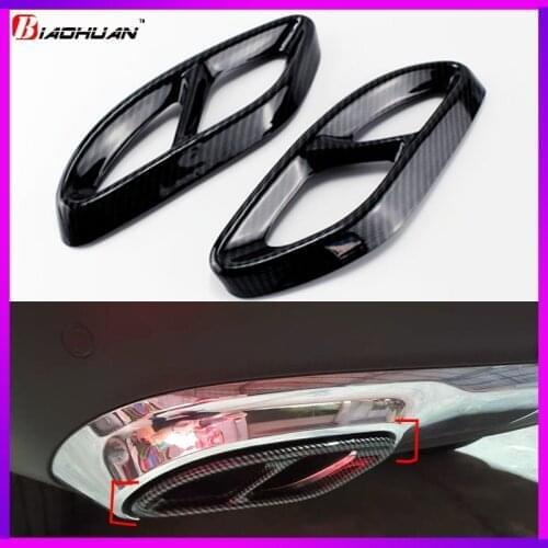 Carbon fiber rear exhaust muffler cover sticker for Mercedes-Benz CLA Class C117 2017 2018 2019 2X exhaust muffler cover trim