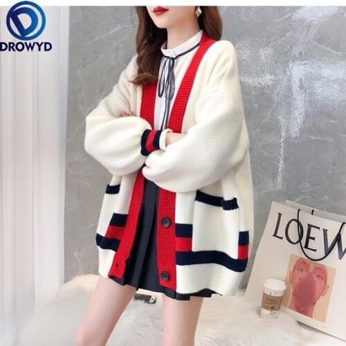 2021 Autumn and Winter Version of Loose Knitted Cardigan Jacket Female Wild Foreign Sweater Lazy Trend Single-breasted Jacket