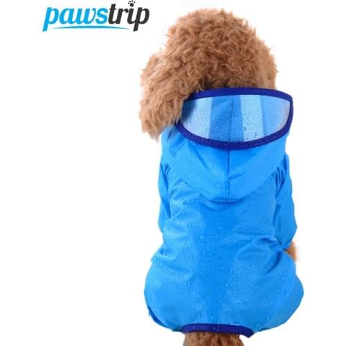 Pawstrip Candy Color Waterproof Dog Clothes Puppy Coat With Hat Brim Pomeranian Poodle Pet Dog Raincoat For Small Dogs XS-XL