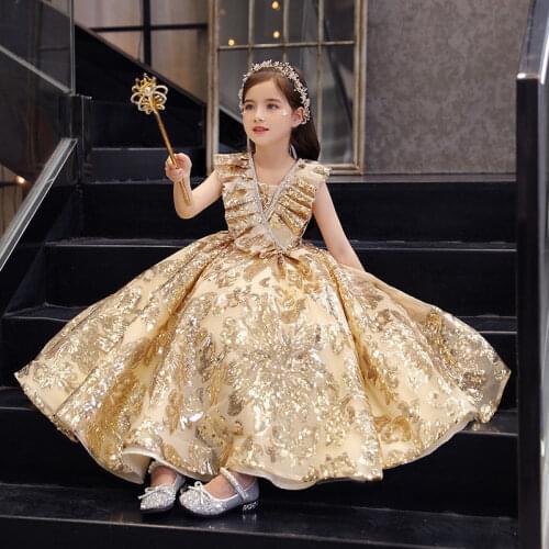 First communion white Kids Dresses For Party Wedding Dress Teens Sequins Children Pageant Gown Girls Dress Toddler Girl Vestidos