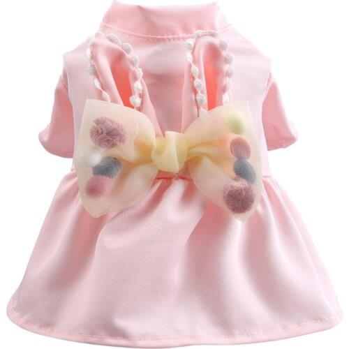 Rabbit Bowknot Pet Dress for Autumn Winter Dog Dress Cat Skirt for Girl Dog Outfit Chihuahua Dog Clothes for Small Dogs Mascotas