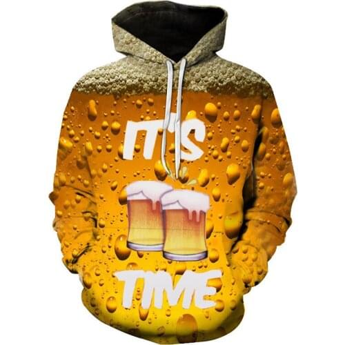 Unisex Realistic 3d Digital Print Pullover Hoodies Large Size 5L Sweatshirt Beer French fries Hamburger hoodies
