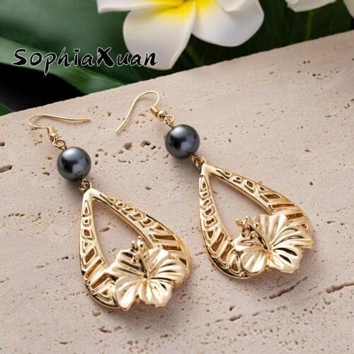 SophiaXuan Hawaiian Plumeria Flower Drop Earrings Samoa Marshall Polynesian Dangle Earring Fashion Jewelry for Women New