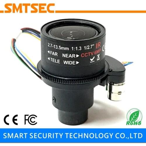 SMTSEC 4MP Megapixel F1.4 2.7-13.5mm 1/2.7" Motorized Zoom Auto Focus CCTV Lens For Security HD IP cameras (SL-27135MFZ 4MP)