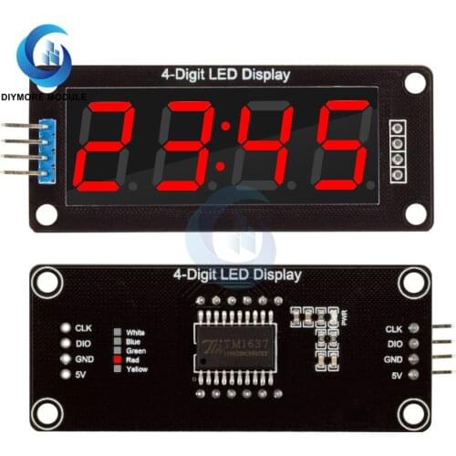 TM1637 4-Digit 7 Segments Digital LED Display Module 0.56 inch Display Tube Decimal Clock Double Dots Module Board for Arduino