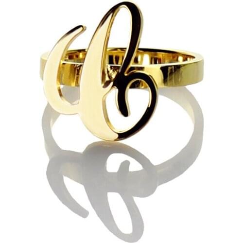 Uonney Dropshipping Jewelry Personalized Initial Letter Ring In Silver Rose Gold Customized Gift For Women Gift Jewelry