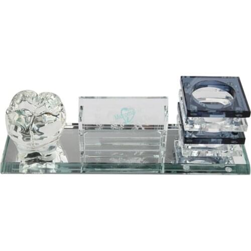 High quality Dental Crystal molar Business card holder+Pen holder Set dental gift for Dental Clinic