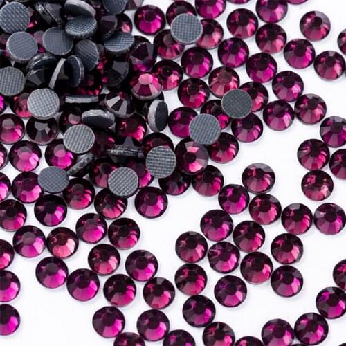 High Quality Amethyst Hotfix Rhinestones SS4-SS30 Iron On Crystal Glass Strass Flatback Hot fix Rhinestone For Fabric Garment