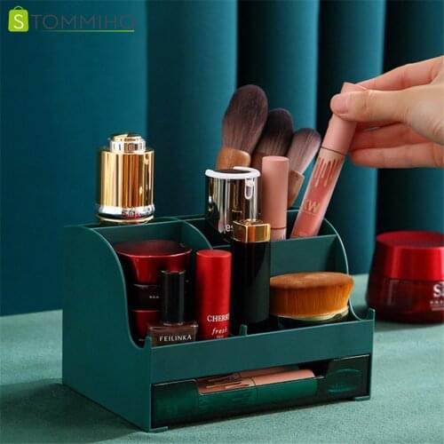 STOMMIHO Cosmetics Storage Box Lipstick Storage Drawers Type Multigrids Storage Case Jewelry Display Desktop Makeup Organizer