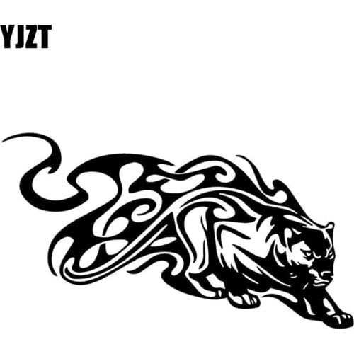 YJZT 17.9CM*10CM Fashion Tiger Flame Pattern Car Sticker Bumper Decorate Vinyl Decal Black/Silver C4-2356