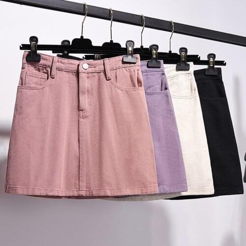 S-5XL Chic Solid Denim Skirt Woman Streetwear Mini A-Line Harajuku Plus Size Jean Skirts For Women N0054
