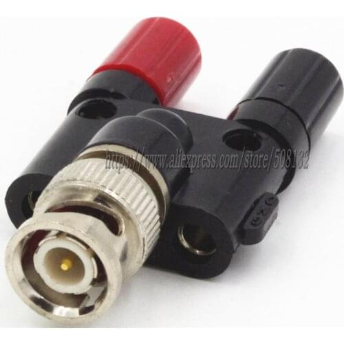 1 PC BNC Male Stackable to Dual 4mm Binding Post Banana Plug test Adapter Connector 500Vrms