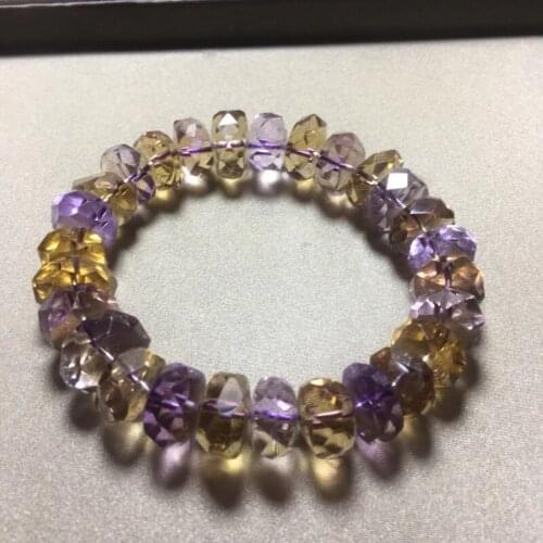 2020Natural ametrine bracelet stretchable AAAAA Jewelry Fortune healing stone energy ornament quartz Cut surface uniqueness
