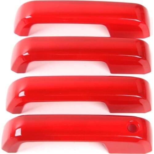 4pcs/set Red/Black Car ABS Exterior Door Handle Cover Trim Decoration Protection Fit For Ford F150 2014-2017 Car Styling Covers