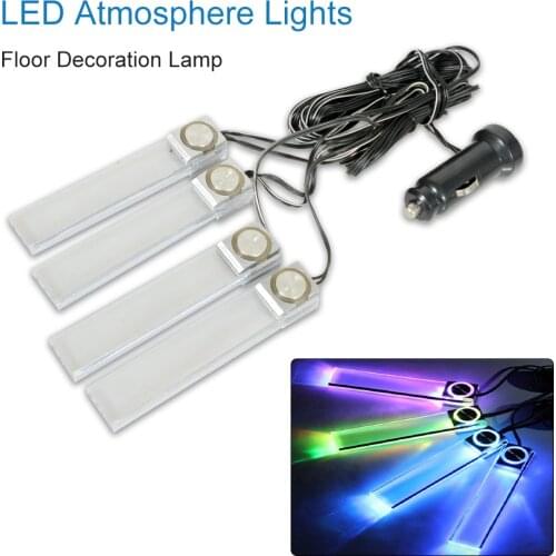 4Pcs LED Car Interior Light Camper RGB Atmosphere Light Strip Trailer Decorative Light 12V Trunk Lamp Car Accessories Universal