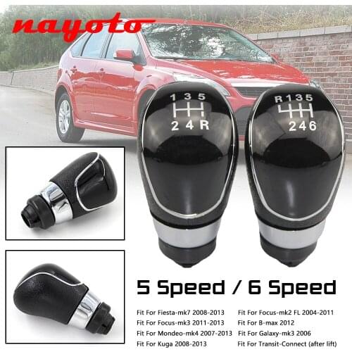 5 6 Speed Car Gear Stick Shift Knob For Ford Focus MK2 MK3 MK4 Fiesta MK7 C-max B-max Mondeo MK4 Kuga Transit Galaxy Car-Styling