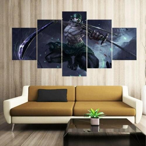 5 Piece Wall Art Canvas Anime Manga Pirate King Pictures Figure Posters And Prints Modern Home Living Room Decoration Paintings