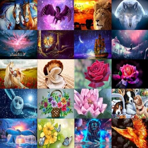 5D Diamond Painting Animal Horse Full Round Diamond Mosaic Pattern Flower DIY Sticker Diamond Embroidery Home Decoration