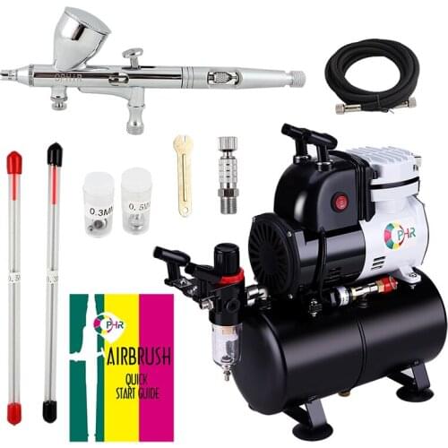 OPHIR Professional 3 Caliber Airbrush with Air Compressor for Hobby Craft Model Painting 0.2mm 0.3mm 0.5mm Airbrush AC116+AC070