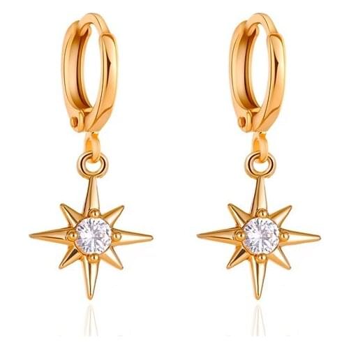 Sun Star Moon Earrings Crystal Asymmetric Stud Earrings For Women Earing Jewelry Gold Color Earring Fashion Set Earings F2313