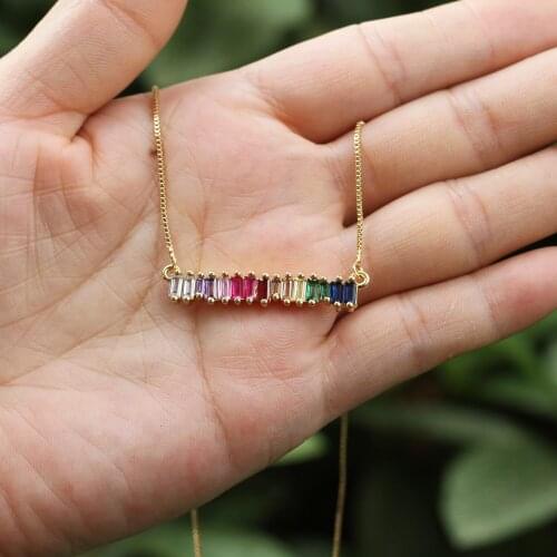 Bohemia Colourful Gold Plated Jewelry Rainbow Pendant Necklace