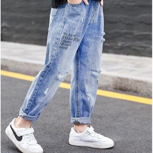 Boys Pants Childrens Clothing 2021 Spring and Autumn New Boy Loose Denim Trousers