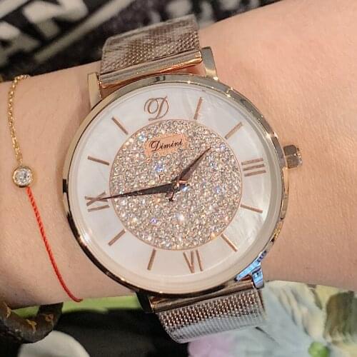 Dimini New Fashion Womens Watch Simple Leisure Student Watch Ultra Thin Personality Net Band Watch Trend