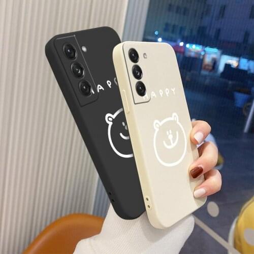 Stick Figure Bear Square Soft Case For Samsung Galaxy S21 S20 FE S10 Ultra Plus S10e Note 20 ultra 10 9 Plus Phone Cover Case