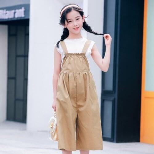 Cultiseed Girls Summer Sleeveless Vest+Long Pant Rompers 2pc Sets Clothing Big Children Kids Korean Holiday Casual Suits