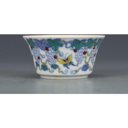Daming Chenghua Colorful Grape Cup Antique Porcelain Antique Tea Cup