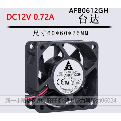 Delta AFB0612GH 6CM/cm 6025 12V 0.72A 4-Wire PWM Temperature Max Airflow Rate Fan