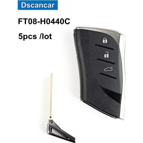 For Lexus Smart Key Shell 3 Buttons for Lonsdor FT08-H0440C Smart Key PCB with Logo 5PCS