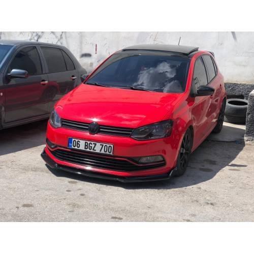 VW Polo 6R Front Lip Additional Abs Plastic Piano Black 2009 - 2017 3 PIECE