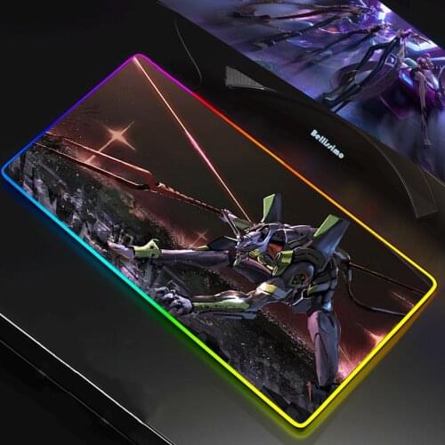 RGB LED Gaming Mouse Pad 90x30 Mousepad Large Mause Pad Keyboard Desk Carpet Game Rubber No-slip Mouse Mat Gamer Evangelion Logo