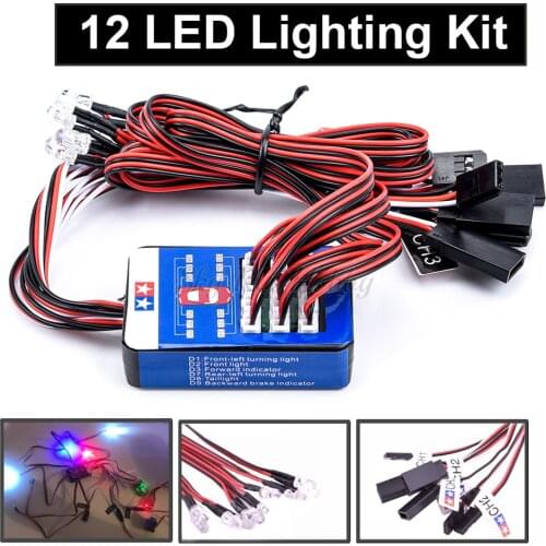 Simulation Flash Light 12 LED Lighting Kit Steering Brake for RC Car 1/10 Scale Models Yokomo Tamiya HSP HPI AXIAL RC4WD Traxxas