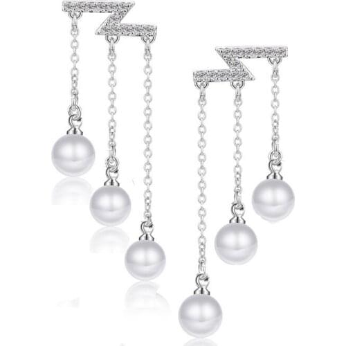 Diamond-encrusted Long Tasser Pearl Zircon Long Earrings Earrings Clip Long Earrings Earrings Earrings Gift To Girlfriend