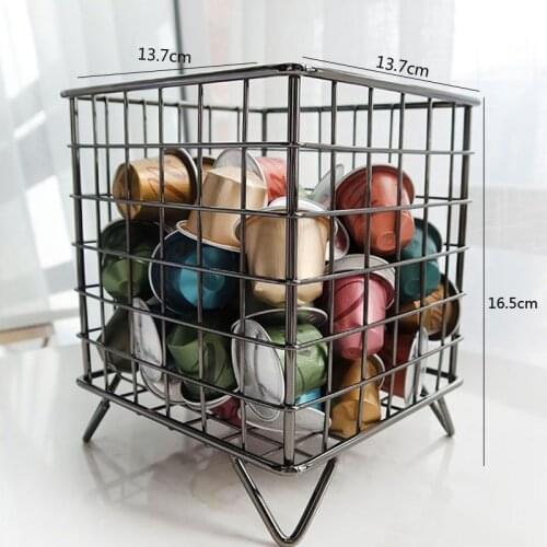 Capsules Storage Basket Black/Gold/Silvery Plating Display Nespresso Dolce Gusto Stainless Coffee Pod Holder Stand Metal Rack