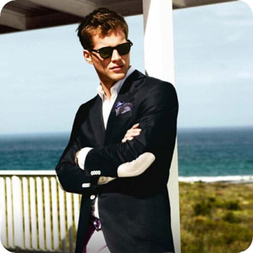 Beige Elbow Patch Custom Made Black Mens Classic Suit Casual 2Piece Jacket Pants Slim Fit Terno Masculino Costume Homme Prom