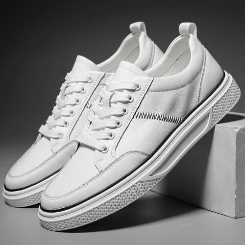 Leather Casual Shoes Leisure Spring Autumn New Fashion Mens Shoes Male Comfortable Shoe White Sneakers Walk Skateboard Flats