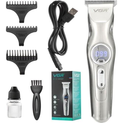 VGR 161 Professional Hair Clipper Washable Steel Blade Barber Electric Hair Trimmer With LED Rechargeable Trimmer For Men