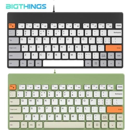 Mechanical Keyboard with USB Wired Cute Chocolate Keypad Silence Clicking Mini Protable for Desktop Notebook Laptop Windows IOS