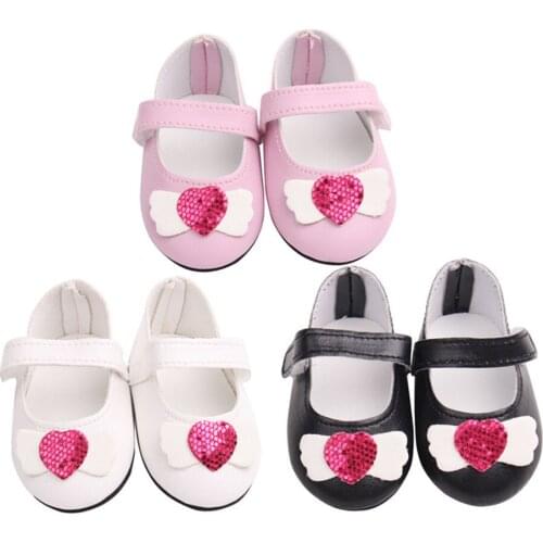 Cute Doll Shoes 7cm High-quality Glitter Heart Pattern Mini Shoes For 18 Inch American And Baby New Bron Dolls Toy 1/3 BJD