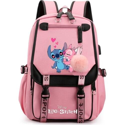 Disney Stitch Backpack Multi Function Capacity School Bags For Teenagers Organizer with Changing Women Cartoon Stitch Mochilas