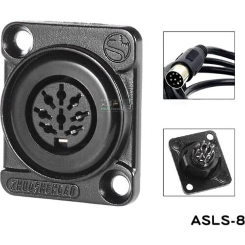 1Pcs D-type panel mounting type hand in hand conference 6-pin digital microphone socket round head 8-core DIN seat ASLS-8