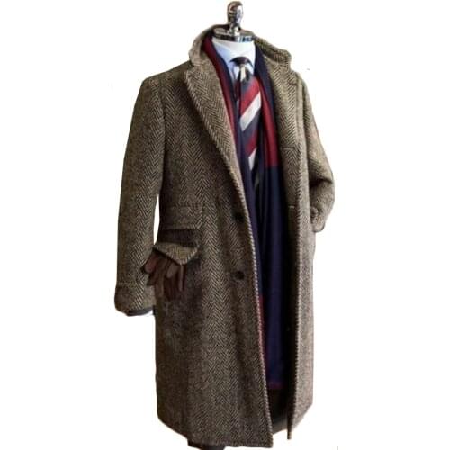 2021 Newest Brown Mens Suits Tweed Notch Lapel Terno Masculino Herringbone Classic Men Suit Custom Made