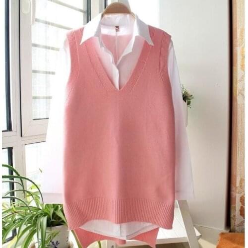 2021 New Women V Neck Pullover Vest Sweater Winter Female Knitted Sweaters Vest Sleeveless Warm Sweater Lady Casual Vests H575