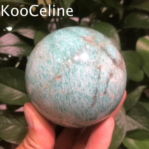 Natural Crystal Quartz Amazonite Sphere Ball Energy Reiki Stone Room Home Aquarium Decoration Accessories Gemstone